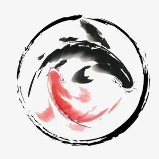 水墨鱼阴阳鱼免抠