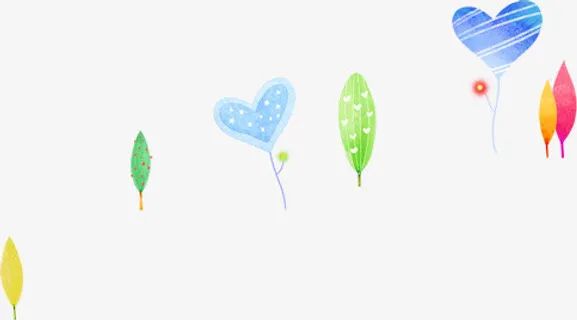 手绘彩色大树爱心装饰免抠