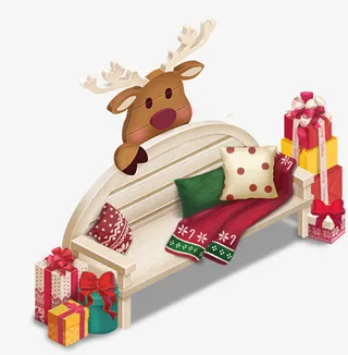 圣诞氛围长椅免抠