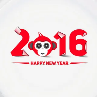 红色浪漫2016玫猴子新年快乐免抠