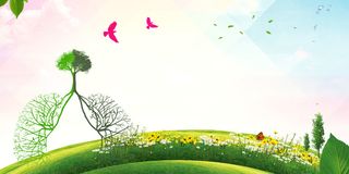 唯美草地创意肺部拒绝雾霾海报背景素材高清