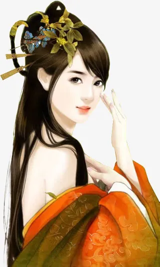 诱人的美女古风手绘免抠