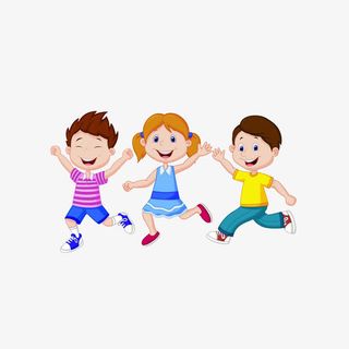 3个走路的小孩免抠