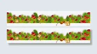 绿色圣诞节植物边框装饰免抠