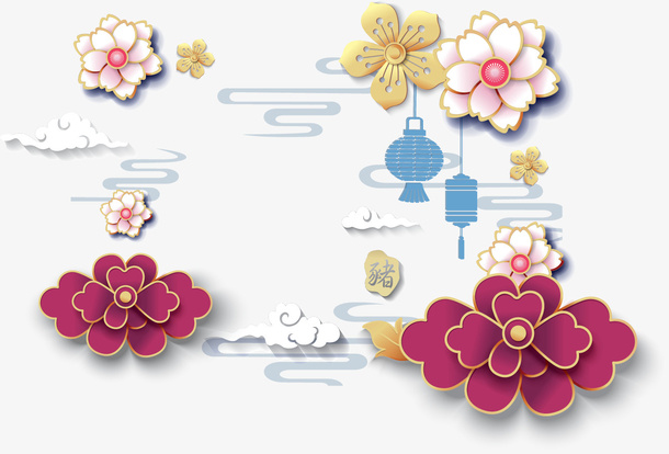 猪年春节花纹边框装饰图案免抠