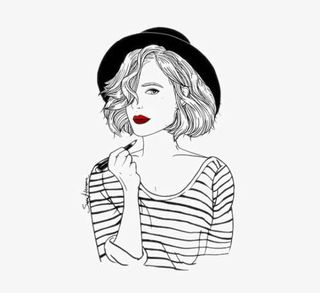 戴帽子的美女插画免抠