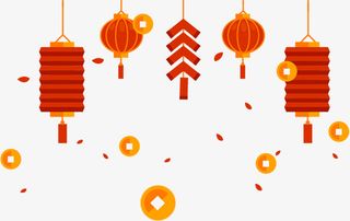 红灯笼和金币手绘图免抠手绘/卡通卡通元素