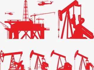 矢量红色石油钻井平台免抠