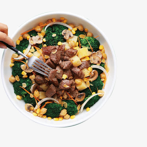 黑胶牛肉雪花沙拉免抠