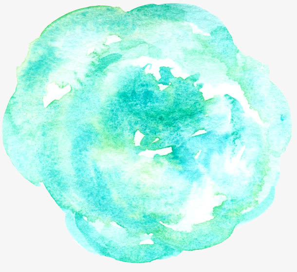 青色水墨玫瑰花免抠