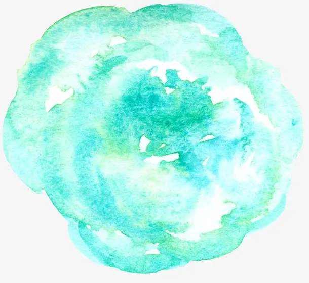 青色水墨玫瑰花免抠