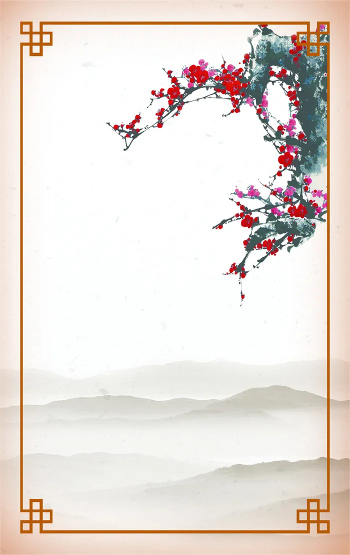 水墨梅花中国风海报展板背景素材高清