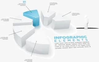 3D饼状信息图表矢量素材,免抠