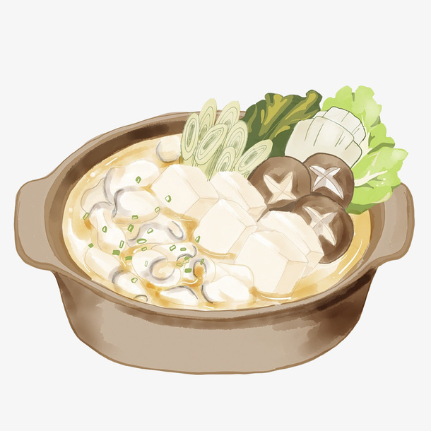 灰色锅的可爱手绘火锅免抠