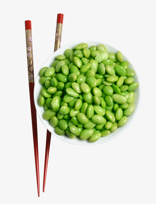 新鲜毛豆和碗筷摄影免抠