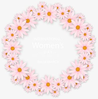 春天粉色花朵圆环免抠