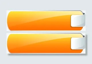 手绘黄色条幅渐变标题框按钮免抠