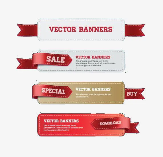 横幅装饰丝带标签免抠