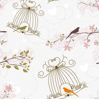 矢量图小清新鸟笼树枝免抠