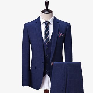 宝蓝色西服套装免抠