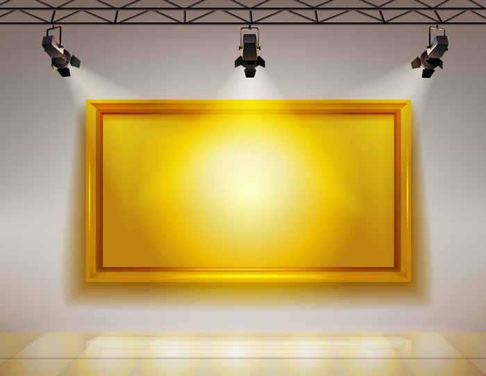 金色展板宣传栏聚光灯效果背景高清