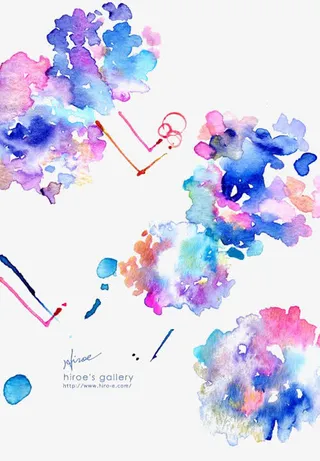 水彩蓝色花朵免抠