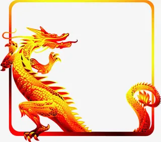 矢量手绘金龙边框免抠