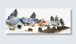 下雪天房屋免抠