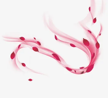 红色清新曲线花瓣效果元素免抠