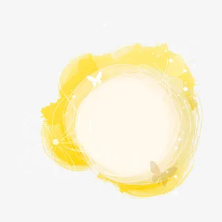 幻彩黄色墨迹边框免抠