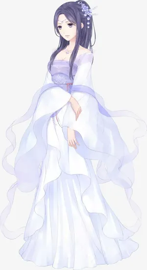 卡通蓝色衣服清纯女孩免抠