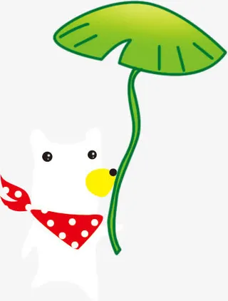 手绘创意扁平质感荷叶小狗免抠