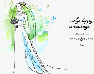 手绘新娘免抠