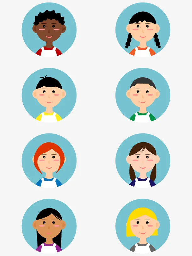 圆形学生小孩头像免抠