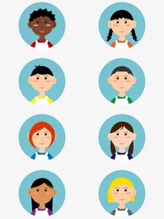 圆形学生小孩头像免抠