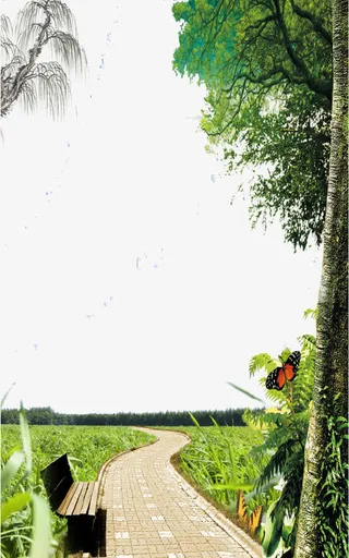 绿色清新自然大树背景免抠