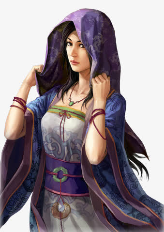 立绘古风手绘头巾美女png素材免抠