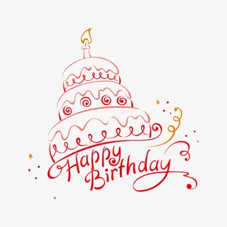 红色线条生日蛋糕设计素材免抠手绘/卡通卡通元素