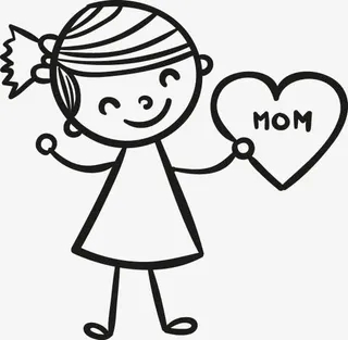 妈妈 母亲节 卡通女孩免抠