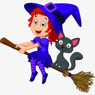 可爱的卡通小女巫免抠