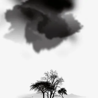 中国风水墨古风枯树云免抠