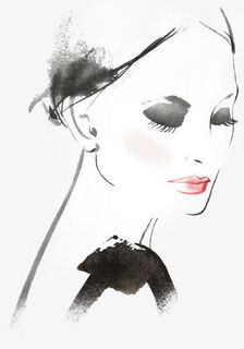 手绘水墨美女免抠