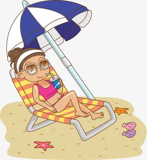 沙滩度假的女孩免抠