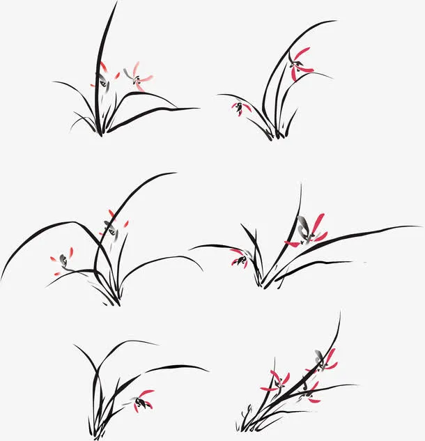 手绘墨兰免抠