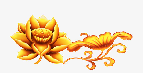 中秋节黄色渐变莲花免抠