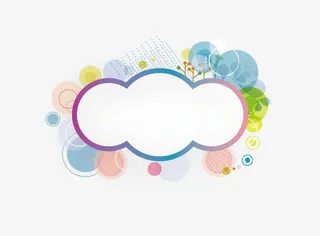 抽象炫彩云朵边框免抠