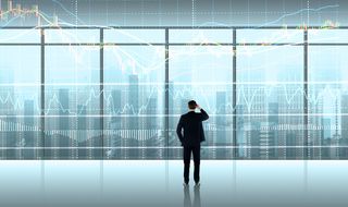 商务科技心电图商务人士背影平面广告高清