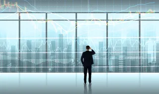 商务科技心电图商务人士背影平面广告高清