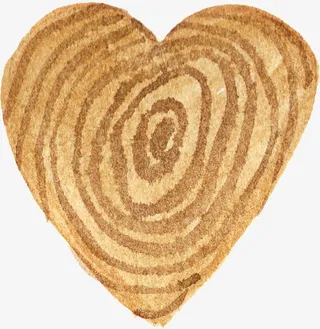 手绘棕色纹理爱心免抠