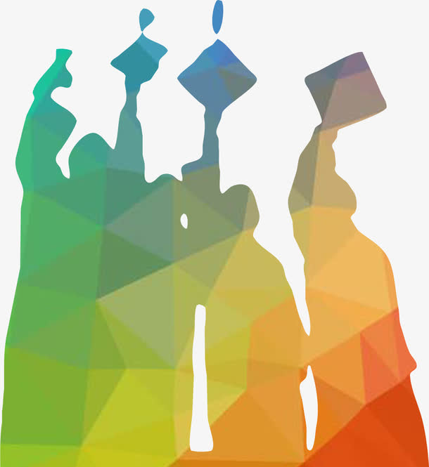 炫彩设计毕业季博士服人物剪影免抠